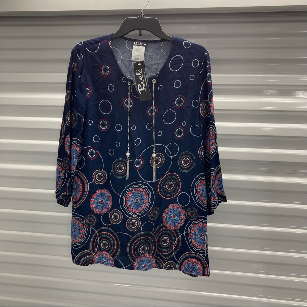 Bali Navy and Pink Circular Pattern Blouse